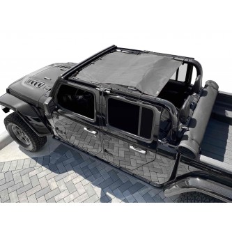 Fits Jeep Gladiator JT, 4 Door, TeddyÂ® Top, Solar Screen, 2019-Present.  Gray. Made in the USA.