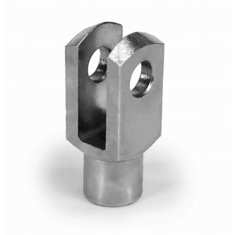 MTC-8L, Clevis and Yoke Ends, Female, M8 x 1.25 RH, 8mm Pin Holes 8 x 32 Housing Zinc Yellow Plating Turned Construction