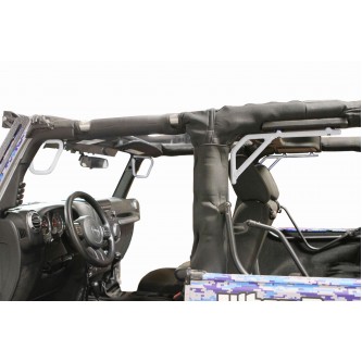 Jeep JK 2007-2018, Grab Handle Kit, Front and Rear, 2 Door Only, Rigid Wire Form, Cloud White. Made in the USA.