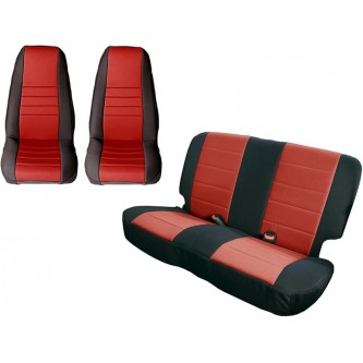 Rugged Ridge 13290.53 Black Seat Cover Kit, Red 1980-1990 Jeep CJ/Wrangler YJ, 2 Pack