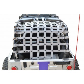 Jeep Wrangler LJ, TeddyÂ® Top Cargo Net Kit, 2 inch webbing, Gray.  Made in the USA