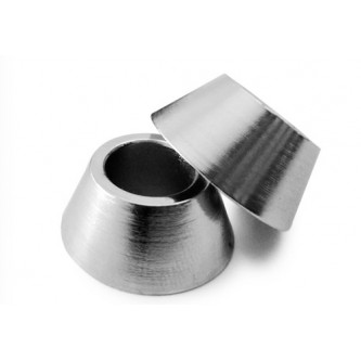 DLS-14mm, Rod End Spacers, Plated Steel, 14mm Bore, 0.454 Thick Cone Style Chrome Plated 